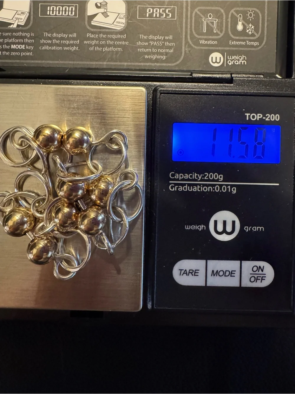 Sterling Silver & Gold Vermeil Bead Link Bracelet - 8.5”